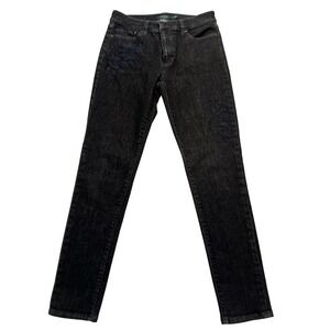 Lauren Ralph Lauren Jeans Womens 6 Black Premier Skinny Floral Embroidered Denim